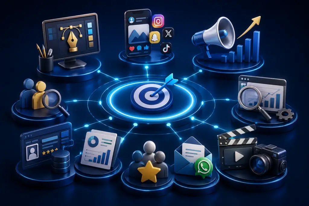 خدمات تسويق الكتروني متكاملة:ماذا تقدم لك وكالة التسويق الرقمي؟ 1 ChatGPT Image May 18 2026 01 23 33 PM