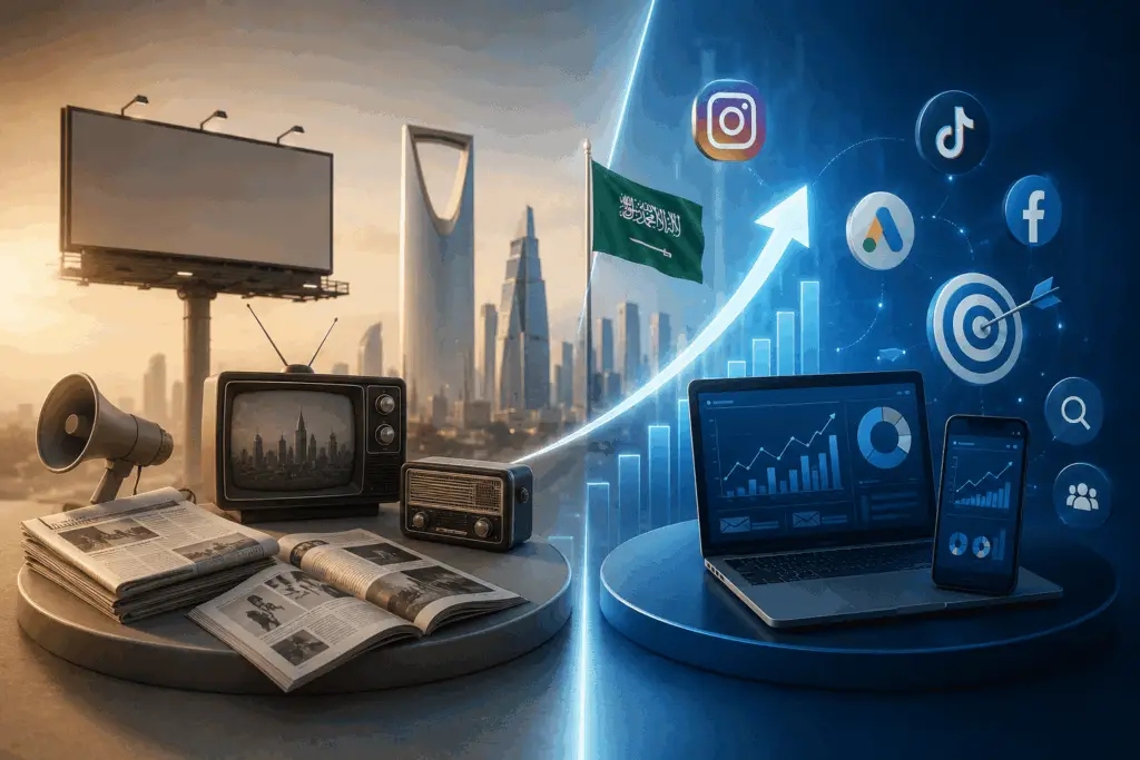 الفرق بين التسويق التقليدي والتسويق الرقمي: أيهما أفضل لمشروعك في السوق السعودي؟ 5 ChatGPT Image May 18 2026 03 17 30 PM 1