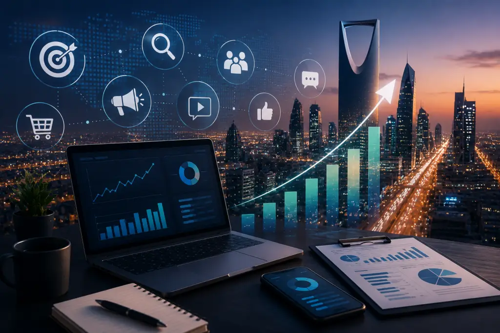 شركة تسويق الكتروني في الرياض ضمن رؤية 2030 : دليلك لاختيار الشريك المناسب 3 ChatGPT Image May 18 2026 12 07 16 PM